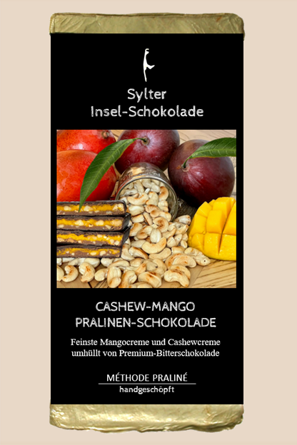 Sylter Inselschokolade - Cashew Mango Praline ca 100g.