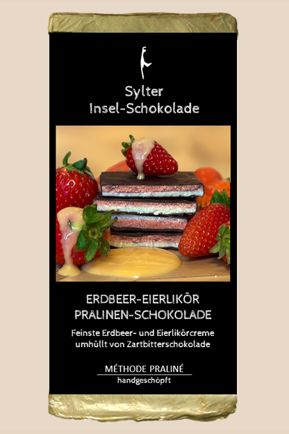 Sylter Inselschokolade - Erdbeer Eierlikör Pralinenschokolade ca 100g.