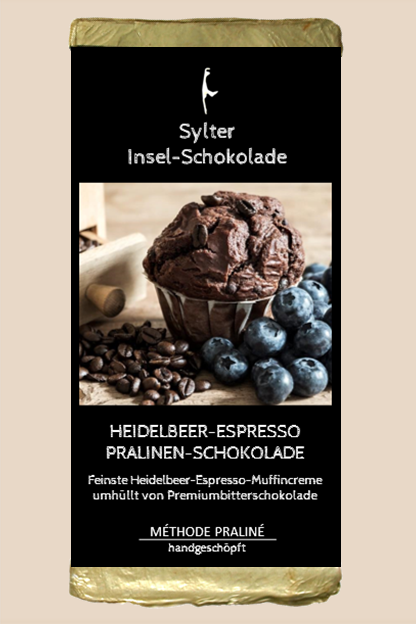 Sylter Inselschokolade - Heidelbeer Espresso Pralinen Schokolade ca 100g.